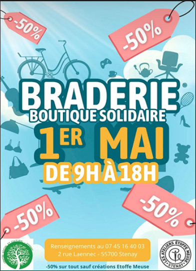 Grande braderie le 1er mai à Stenay, avec le Centre Social Culturel